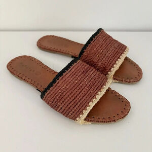 Maguire Raffia Sandals Brown Beige Black Size 39 US 8